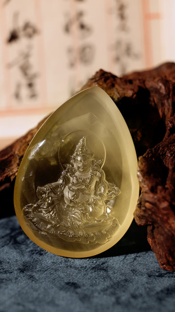 Natural Citrine Yellow Wealth God Amulet