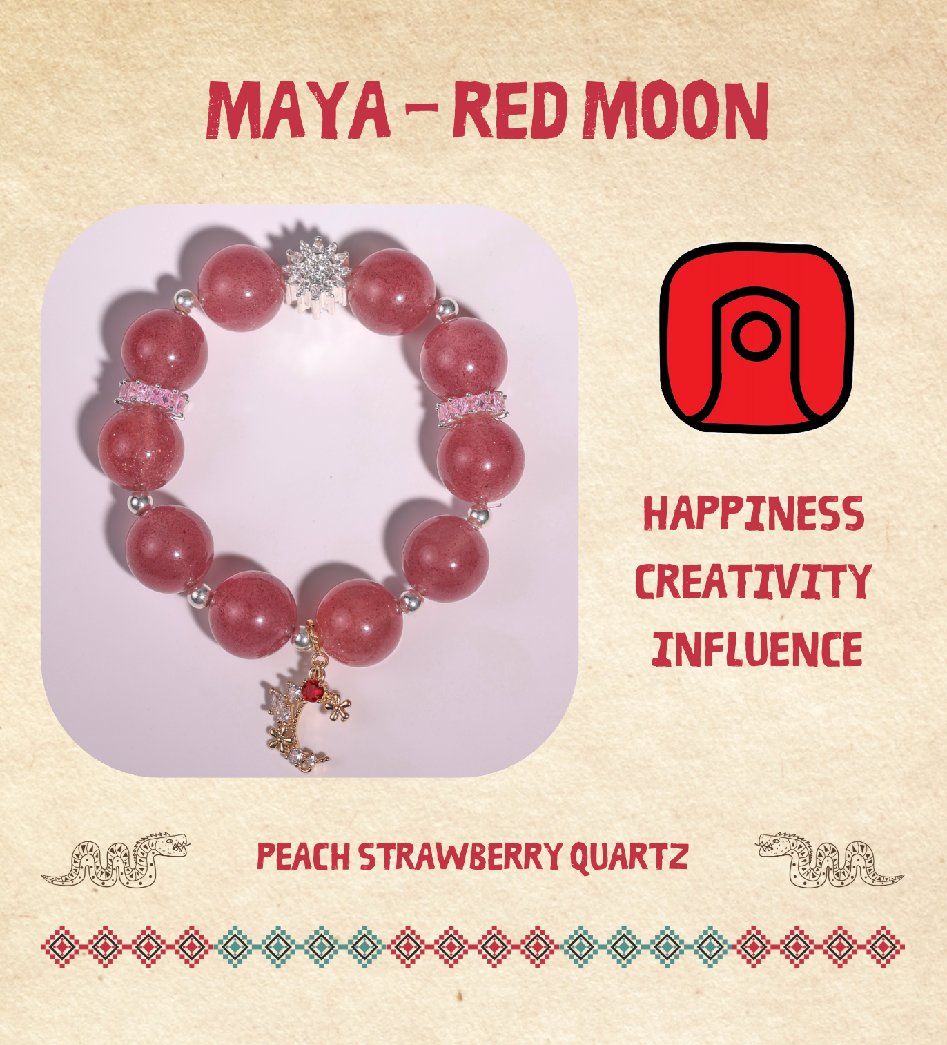 Peach Strawberry Quartz - Mayan Collection: Red Moon